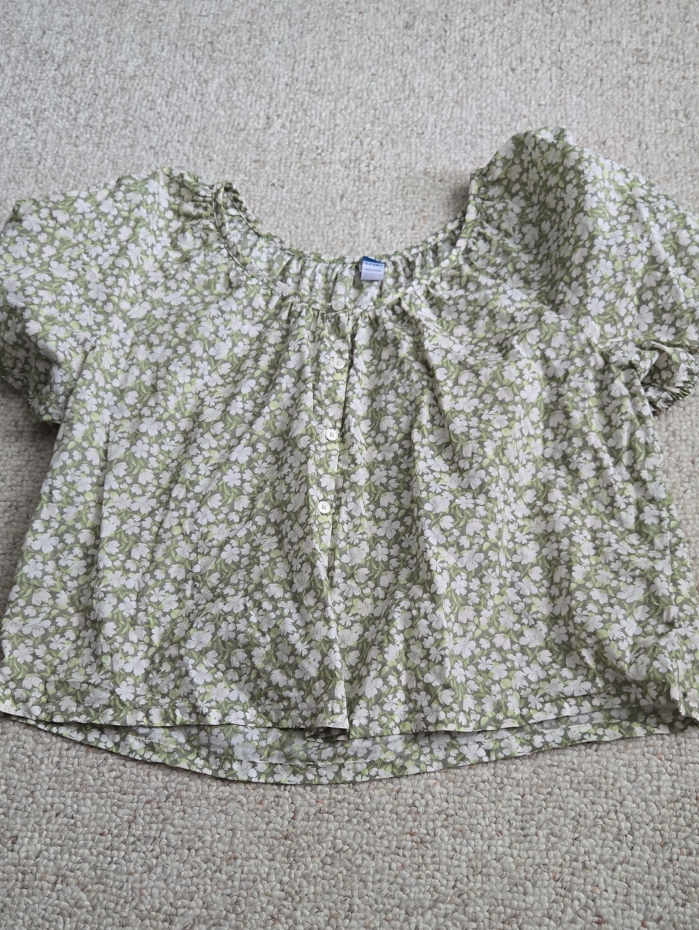 Old Navy Womens Floral Blouse Green & White Size Medium